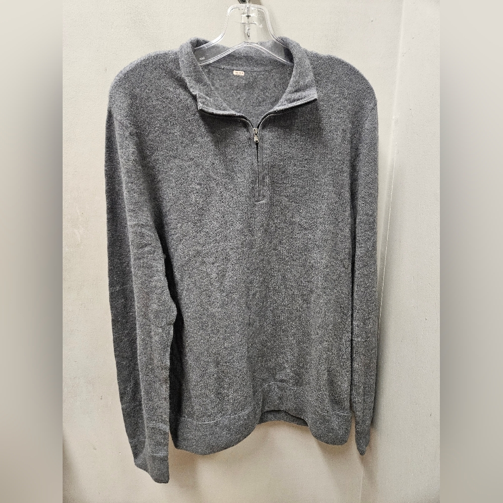 James Perse sz 3 gray 3/4 zip 100% Cashmere men's sweater